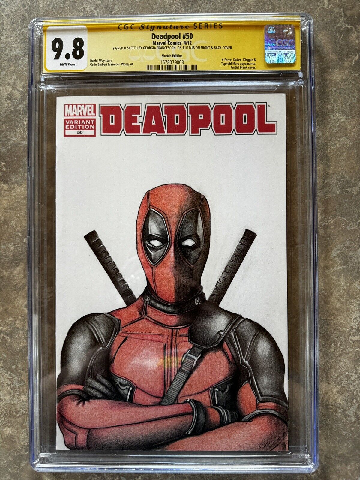 Deadpool #50 CGC 9.8 2 Sided Sketch  And Signed By Georgia Francesconi RARE