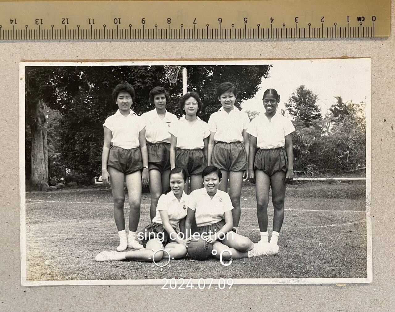OPS original 1960\'s Singapore girls\' school basketball team players photo
