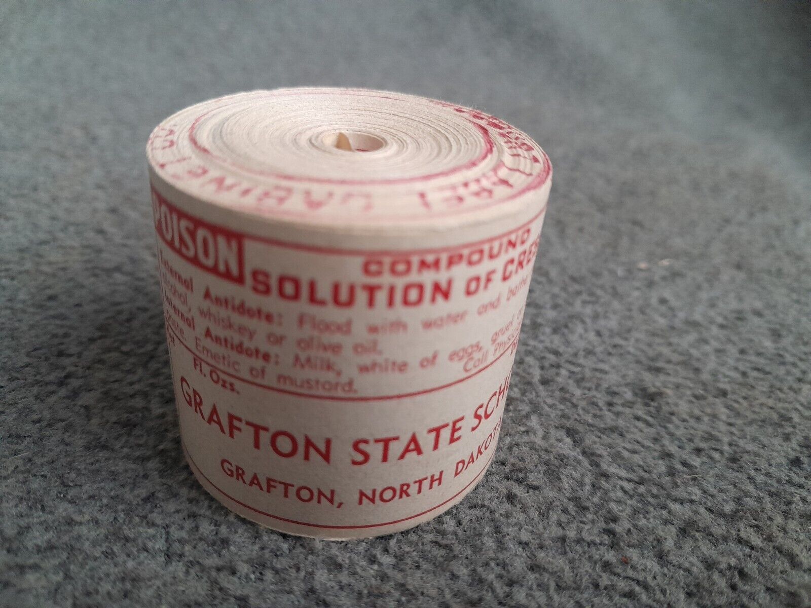Rare Vintage 1960s NOS Solution Of Cresole Medicine Bottle Unused Labels On Roll