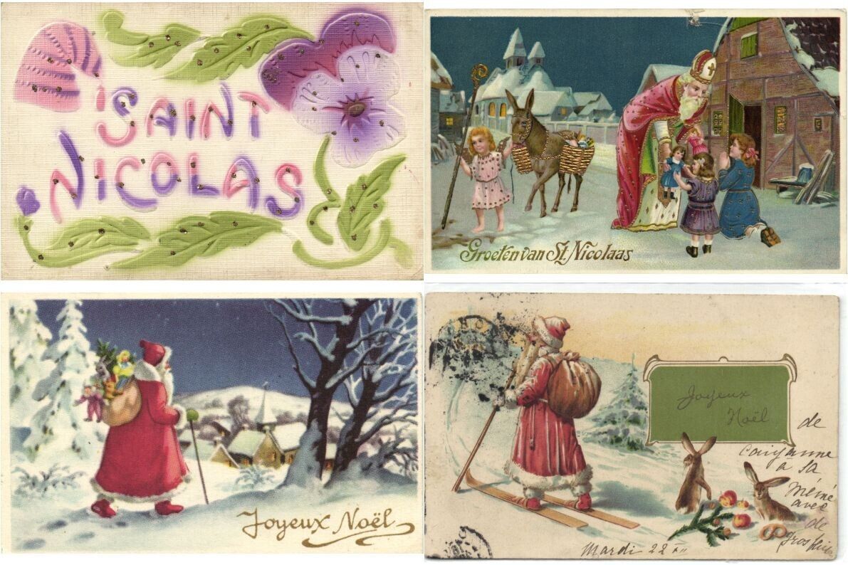 SANTA CLAUS ST.NICOLAS CHRISTMAS 45 Old Postcards Mostly pre-1960 (L6688)