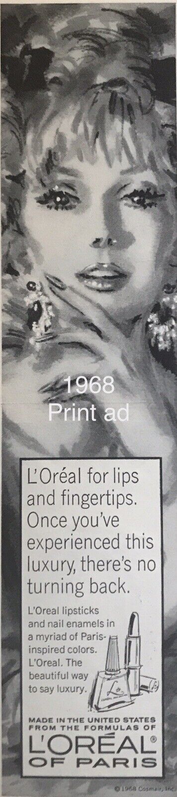1968 L’Oréal Of Paris Cosmetics PRINT AD Lipsticks Nail Enamels Vintage Promo