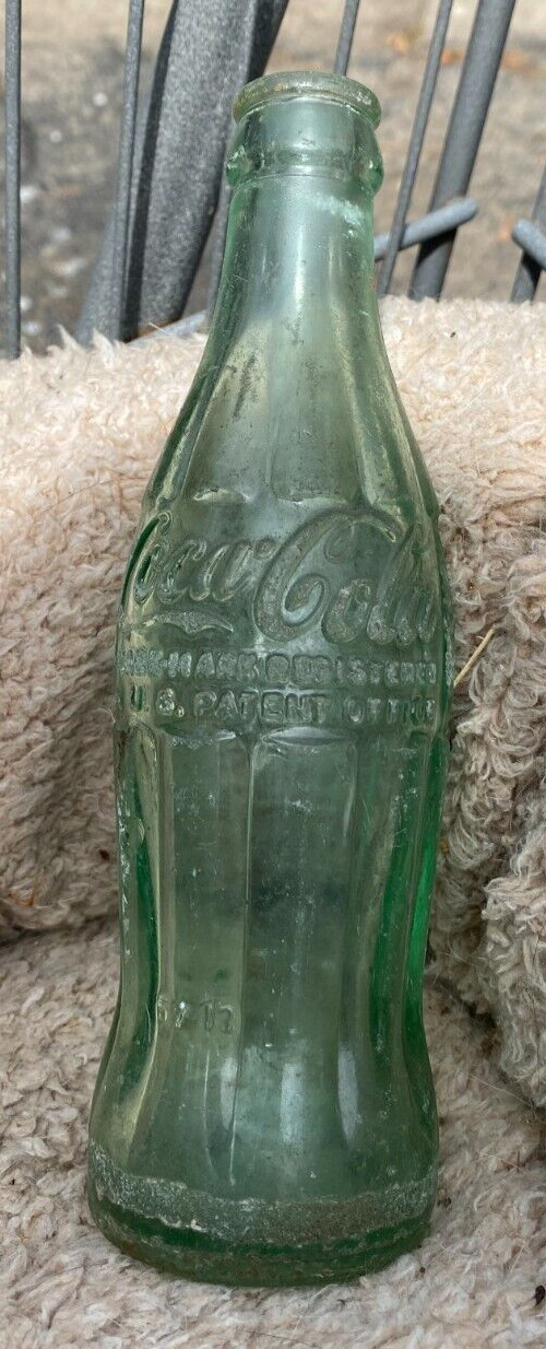 Vintage 6 oz Coca-Cola Bottle Embossed Green Hobbleskirt