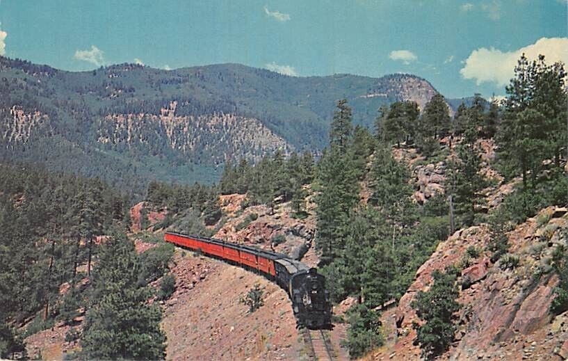 Postcard CO: Denver & Rio Grande Narrow Gauge Train, Colorado, Posted 1958