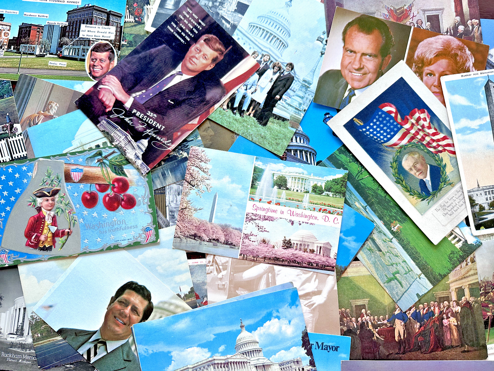 41 ASSORTED VINTAGE POLITICAL AND PATRIOTIC POSTCARDS - A303