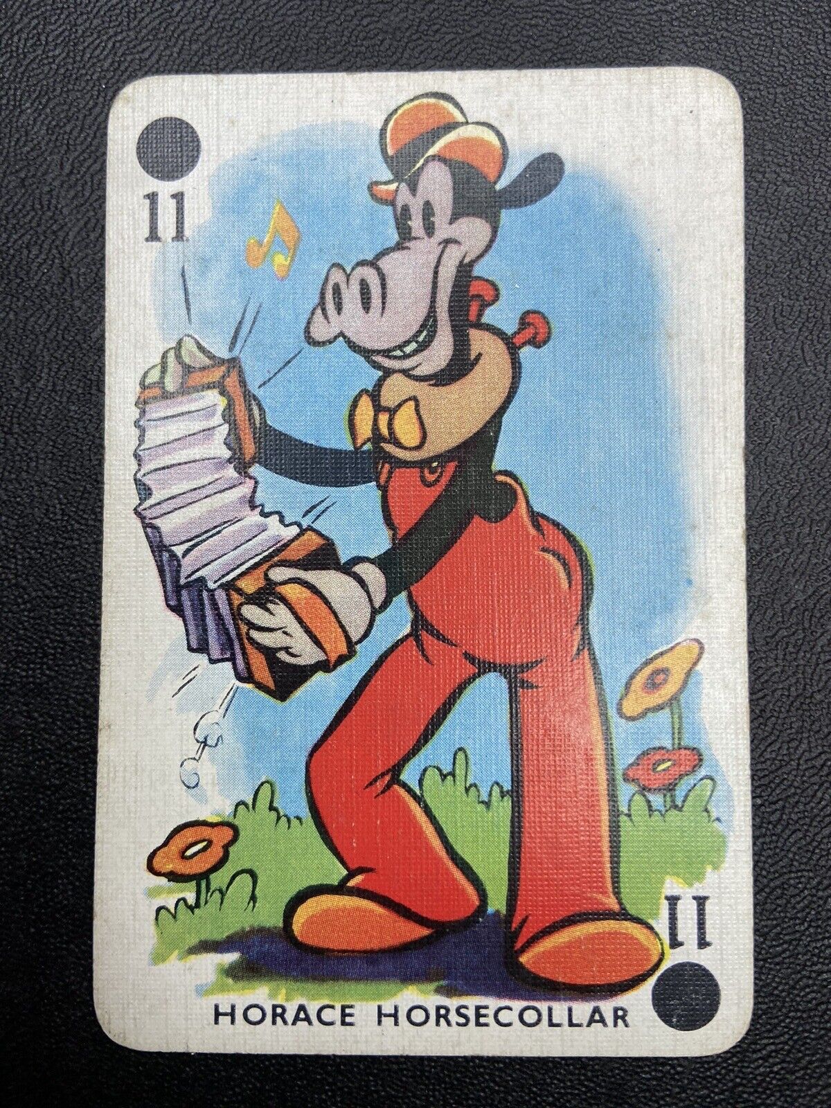 1939 Mickeys Fun Fair Card Rare Disneyana Blue Back Vintage Horace Horsecollar