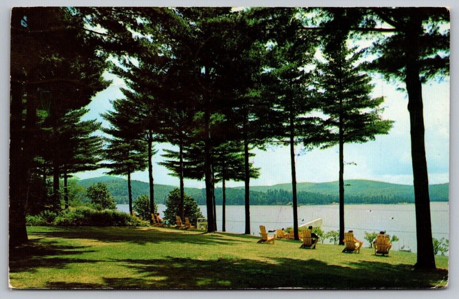 Schroon Lake New York Word Of Line Inn Scenic Chrome Cancel WOB Postcard