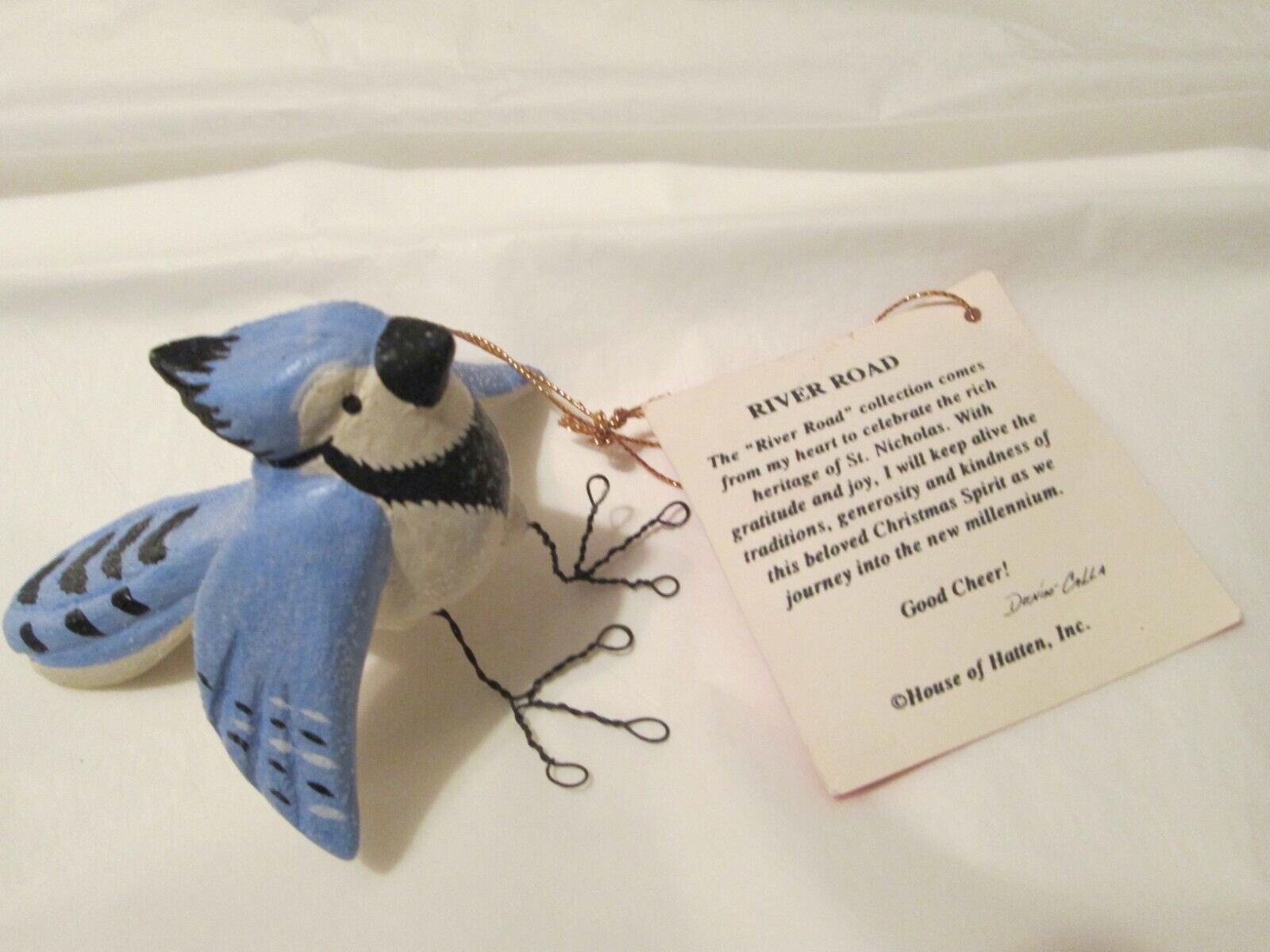 D Denise Calla House Of Hatten Blue Jay Bird Ornament 2000 Rare Tag River Road