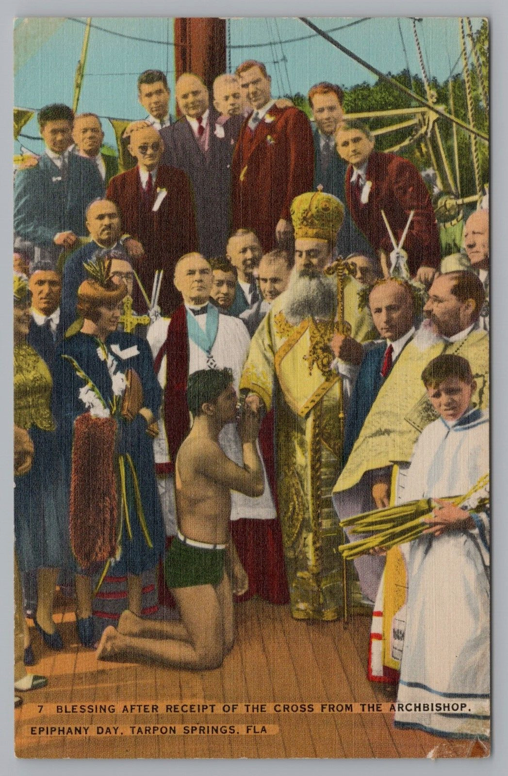 Postcard Tarpon Springs Florida  Blessing From the  Archbishop Epiphany Day