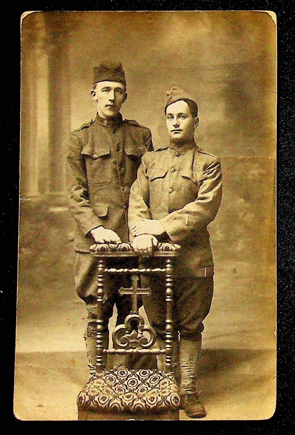 Grygla Minnesota 1919 Vintage WWII Soldiers In Uniform RPPC Real Photo Postcard 