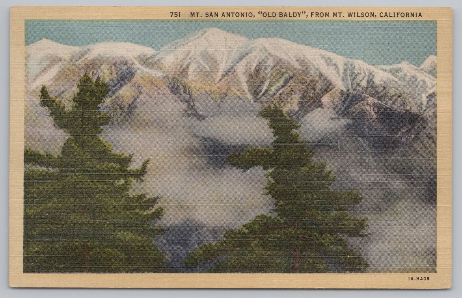 Linen~Mt San Antonio California~Old Baldy @ Mt Wilson~Vintage Postcard