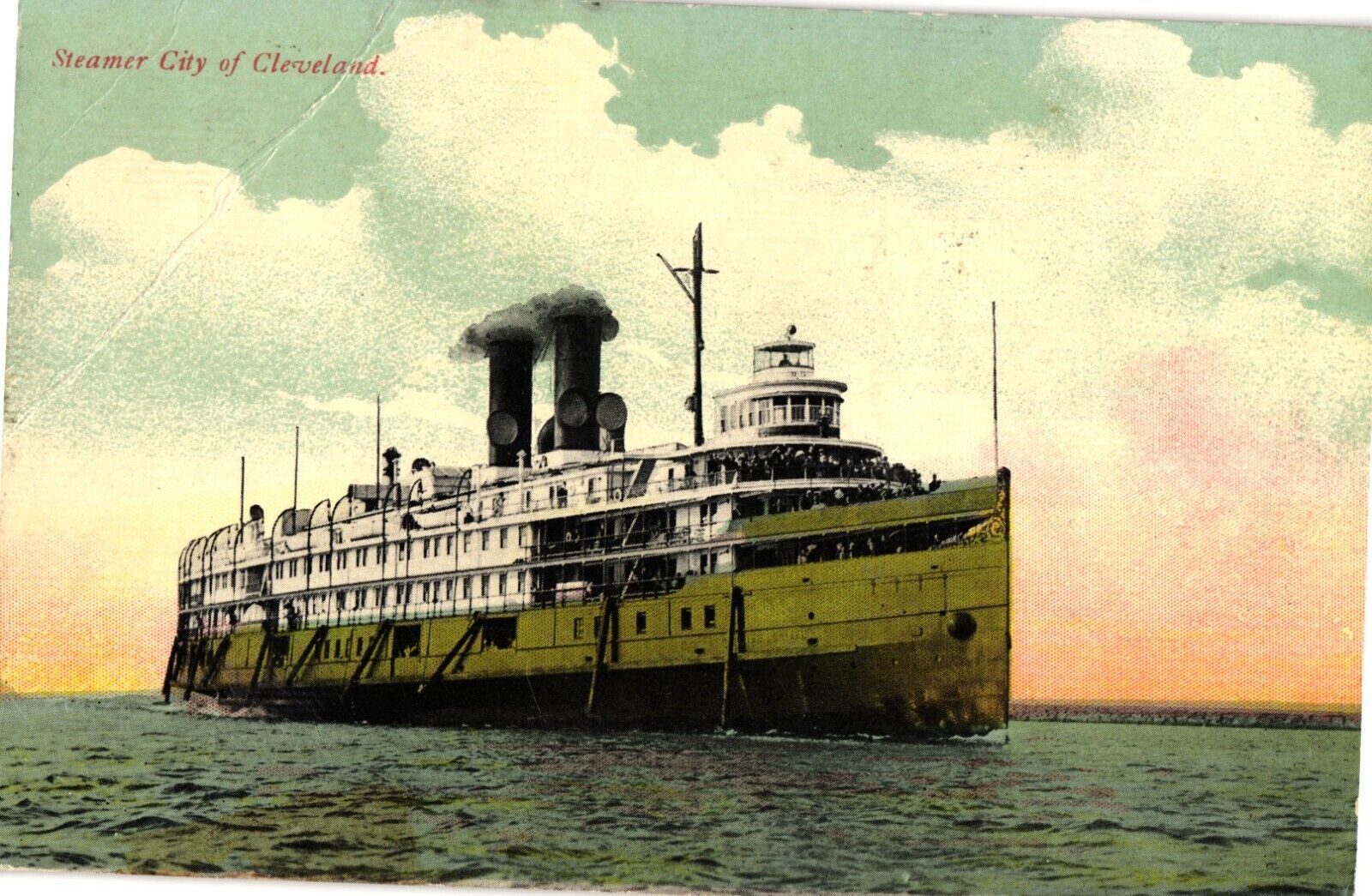 Steamer City of Cleveland Ohio Divided Postcard 1913