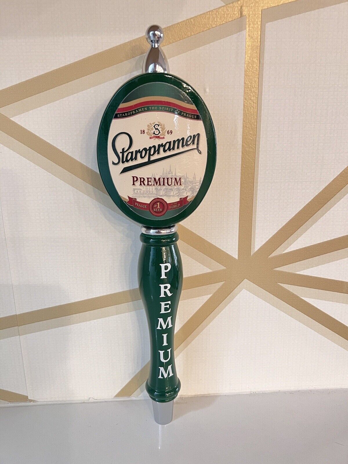 NEW Staropramen Premium Beer Tap Handle Green Prague ~12\