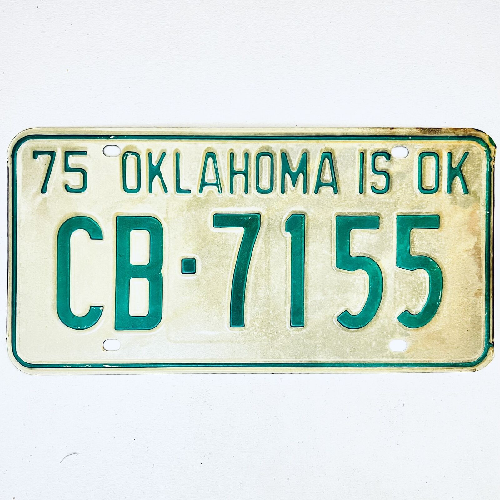 1975 United States Oklahoma Comanche County Passenger License Plate CB-7155