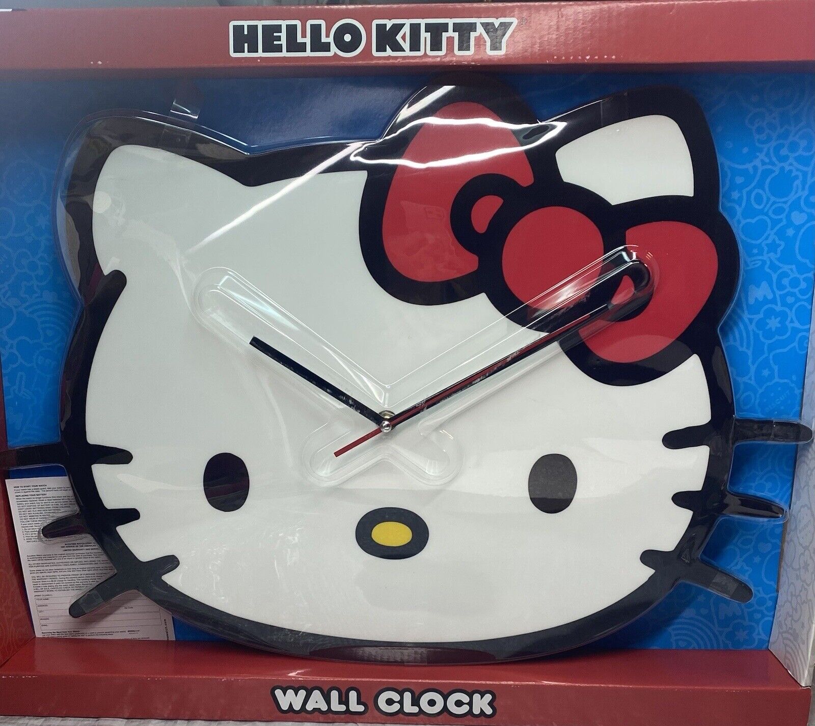 Giant 18” Wood Hello Kitty Wall Clock, NEW