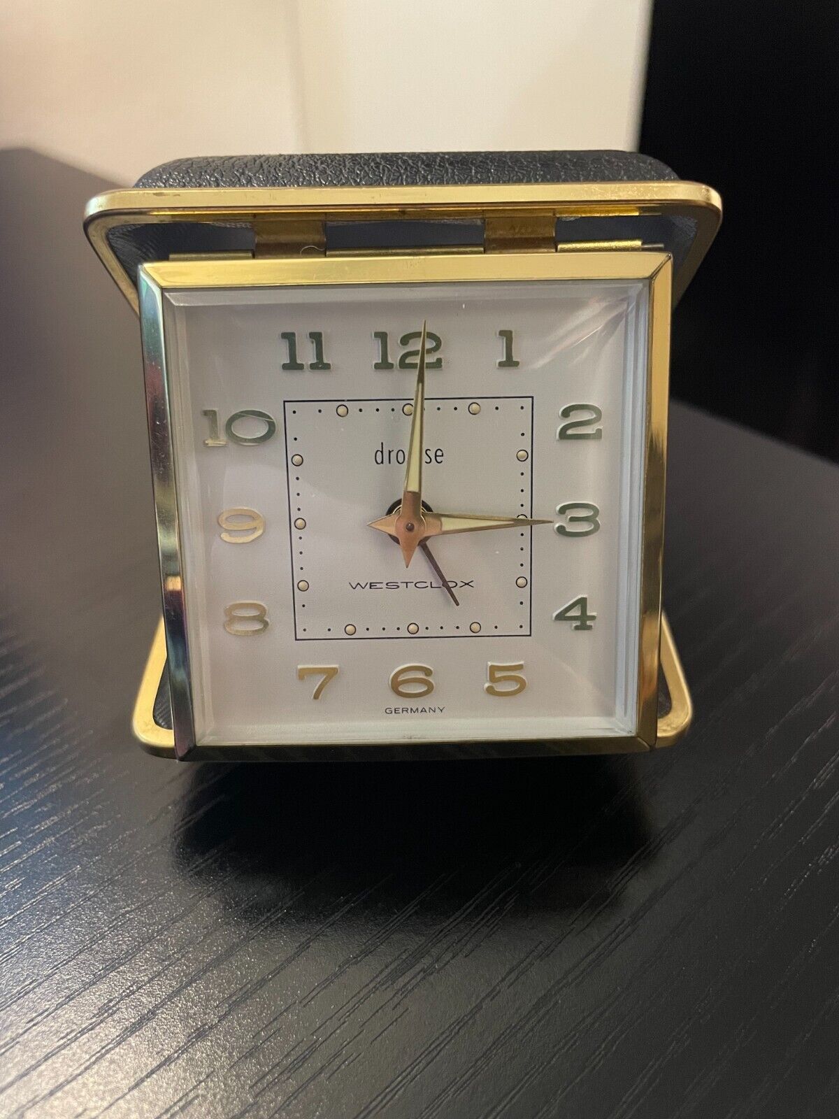 Vintage Westclox Drowse Travel Alarm Clock Black & Gold     