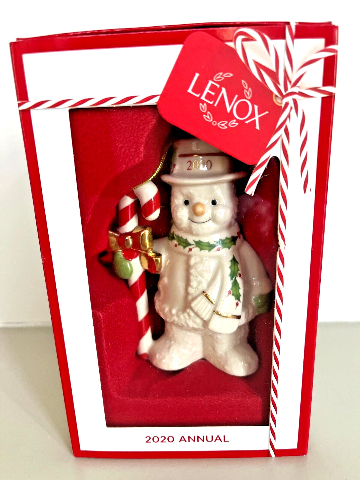 LENOX 2020 Candy Cane Snowman Ornament 4.25\