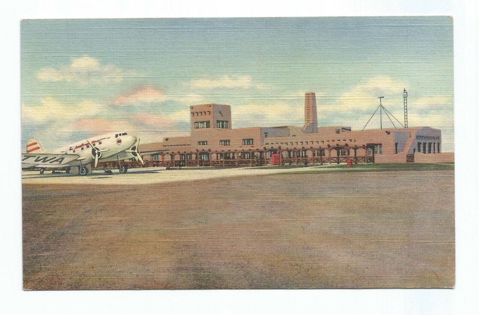 Vintage Postcard Albuquerque NM Municipal Airport Administration Bldg. CT Linen