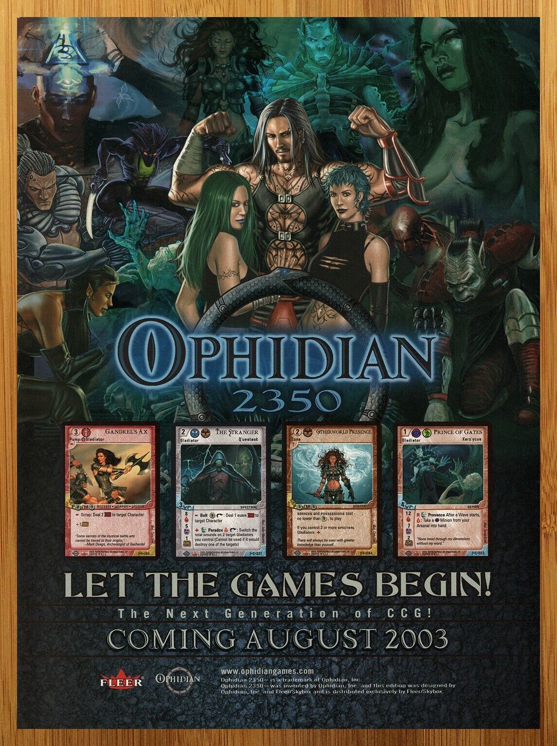 2003 Ophidian 2350 CCG Print Ad/Poster Fantasy Gladiator TCG Card Game Promo Art