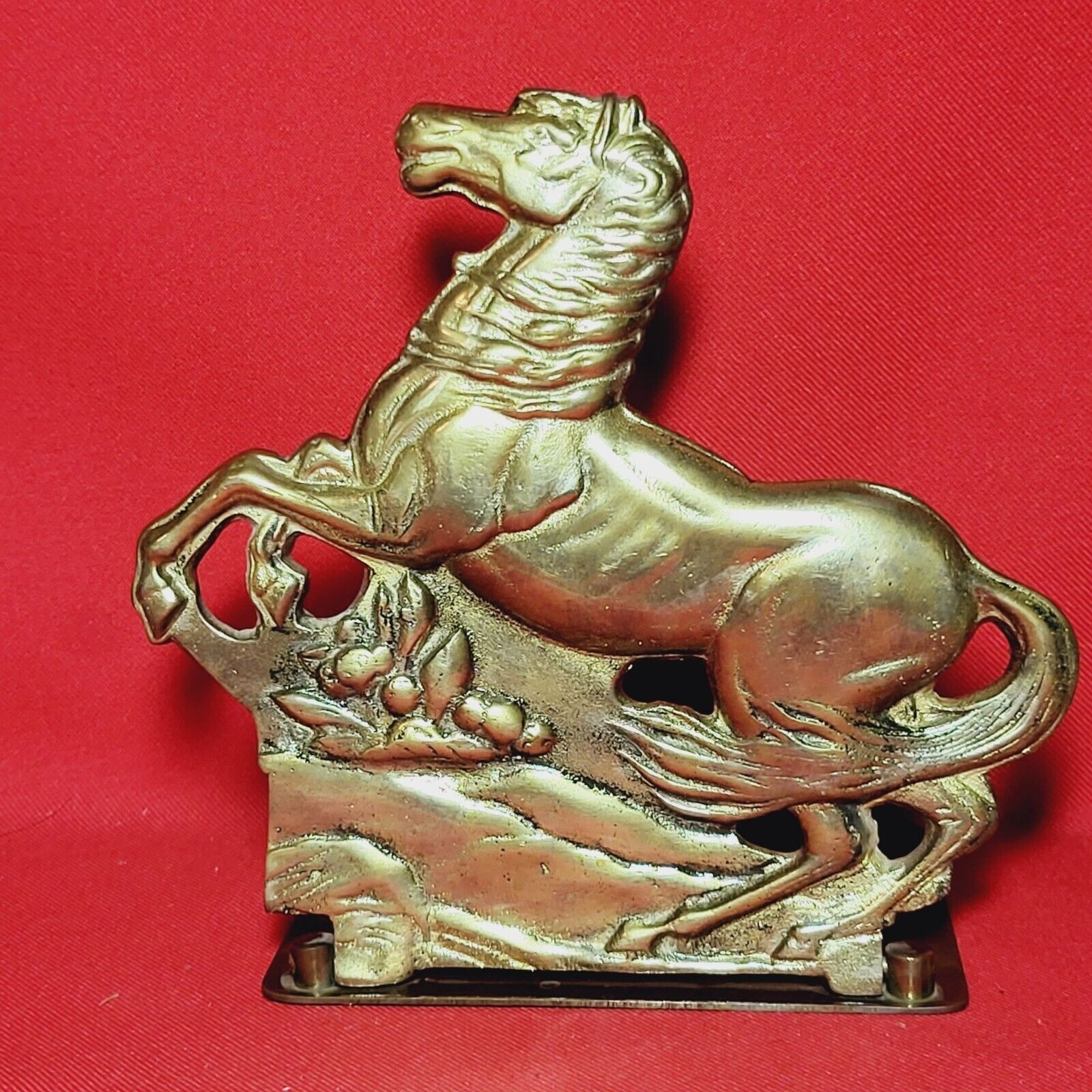 Vintage Brass Rearing Horse Bookend