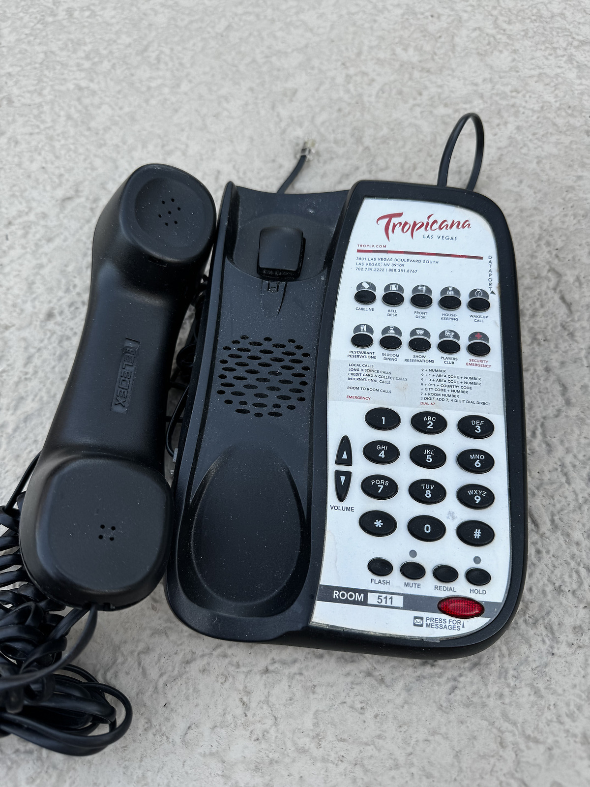 TROPICANA CASINO HOTEL LAS VEGAS AUTHENTIC ROOM TELEPHONE
