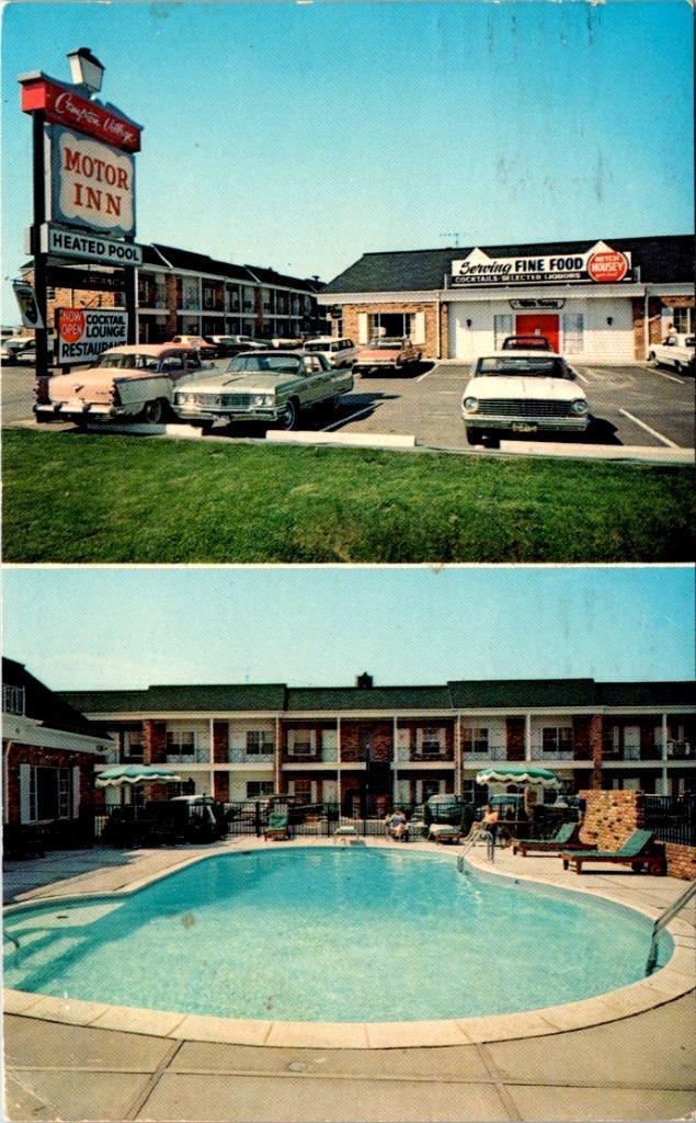 Livonia, MI Michigan COMPTON VILLAGE MOTOR INN Roadside Motel~Pool 1967 Postcard