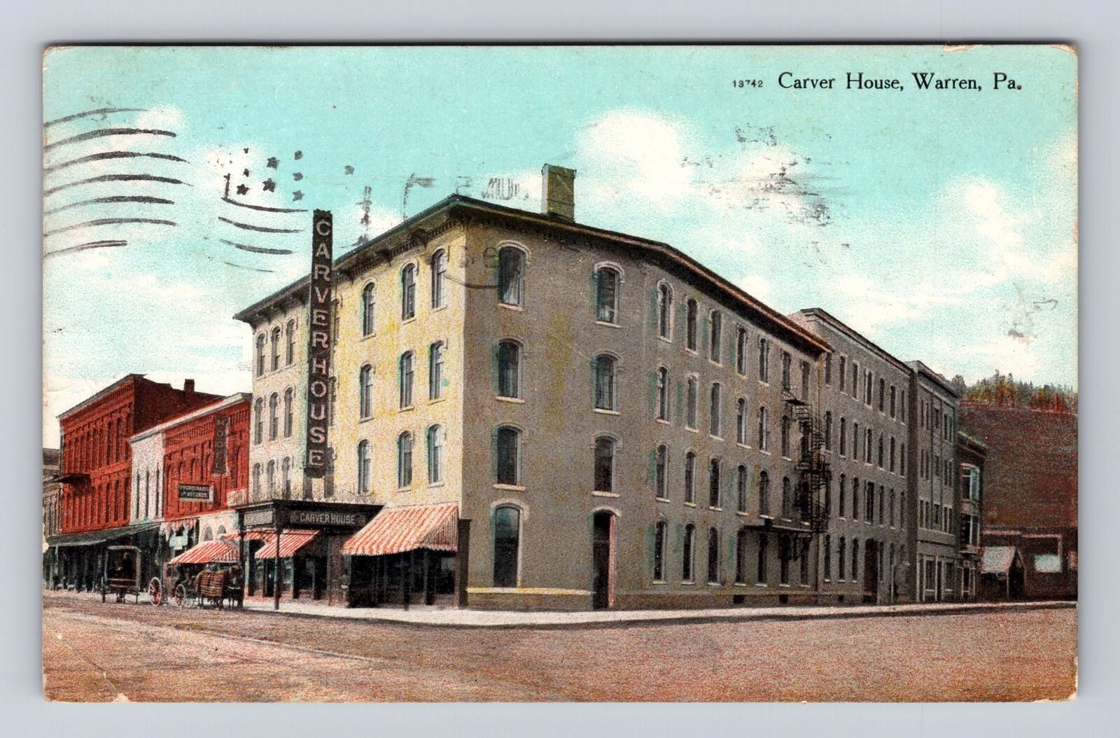 Warren PA- Pennsylvania, Carver House, Antique, Vintage c1911 Souvenir Postcard