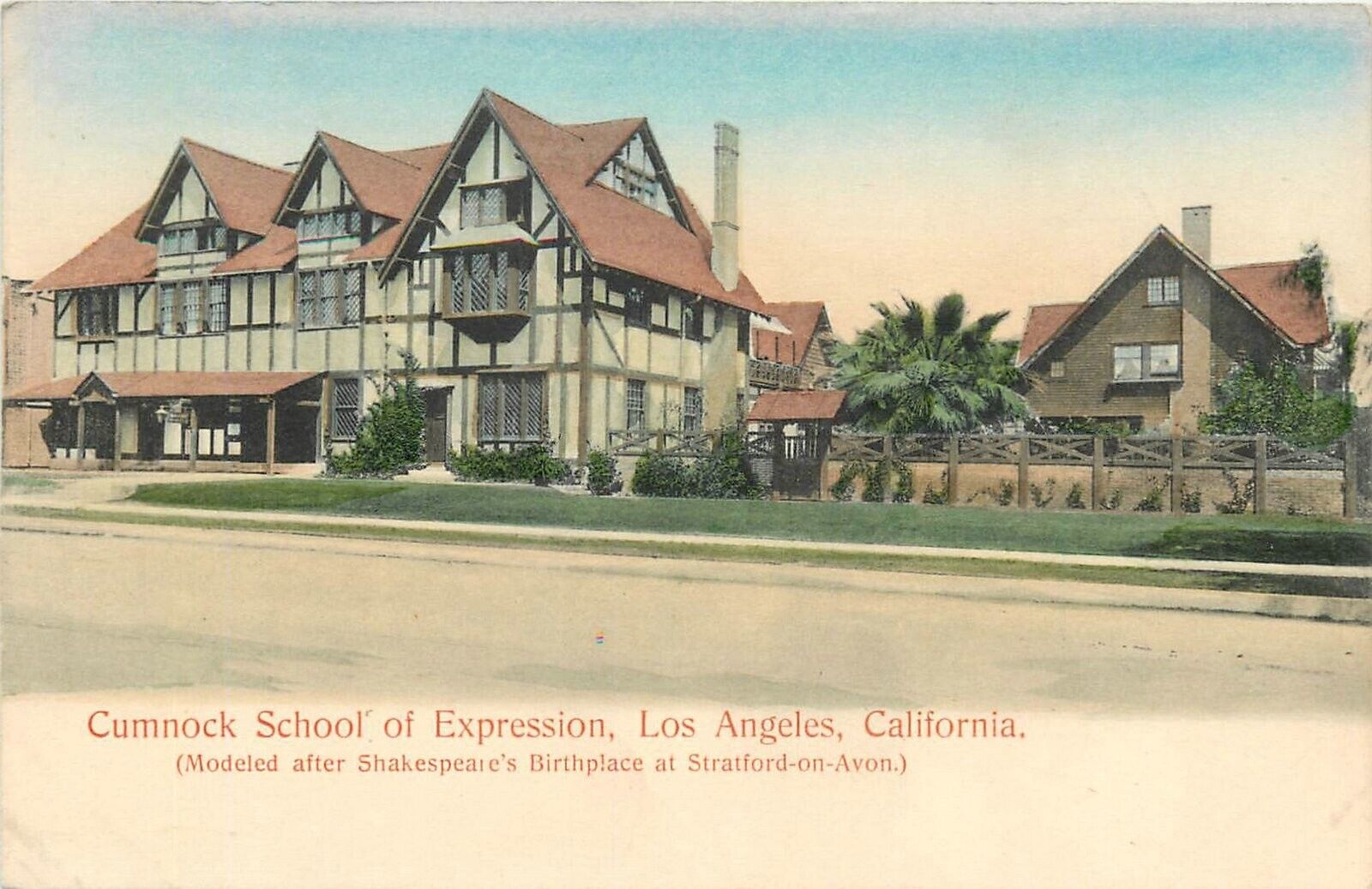 Postcard C-1910 Los Angeles California hand colored Cumnock School 24-6668