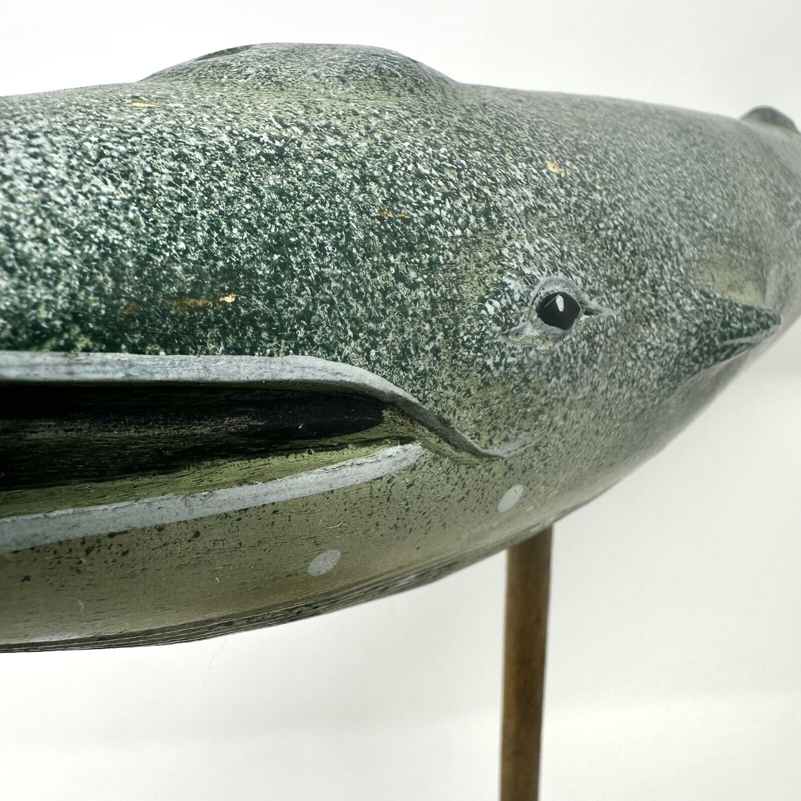 Hand Carved + Painted  Wooden Model Whale Sculpture Maritime Vintage  *UNIQUE*