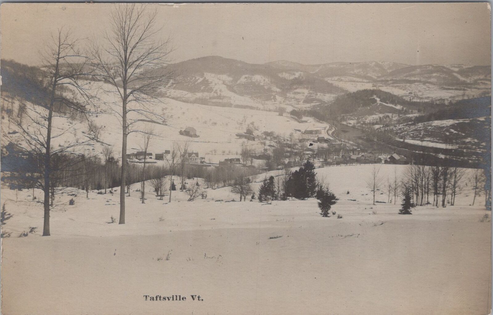 Taftsville Vermont Winter Snow Scene 1910 RPPC Photo Postcard