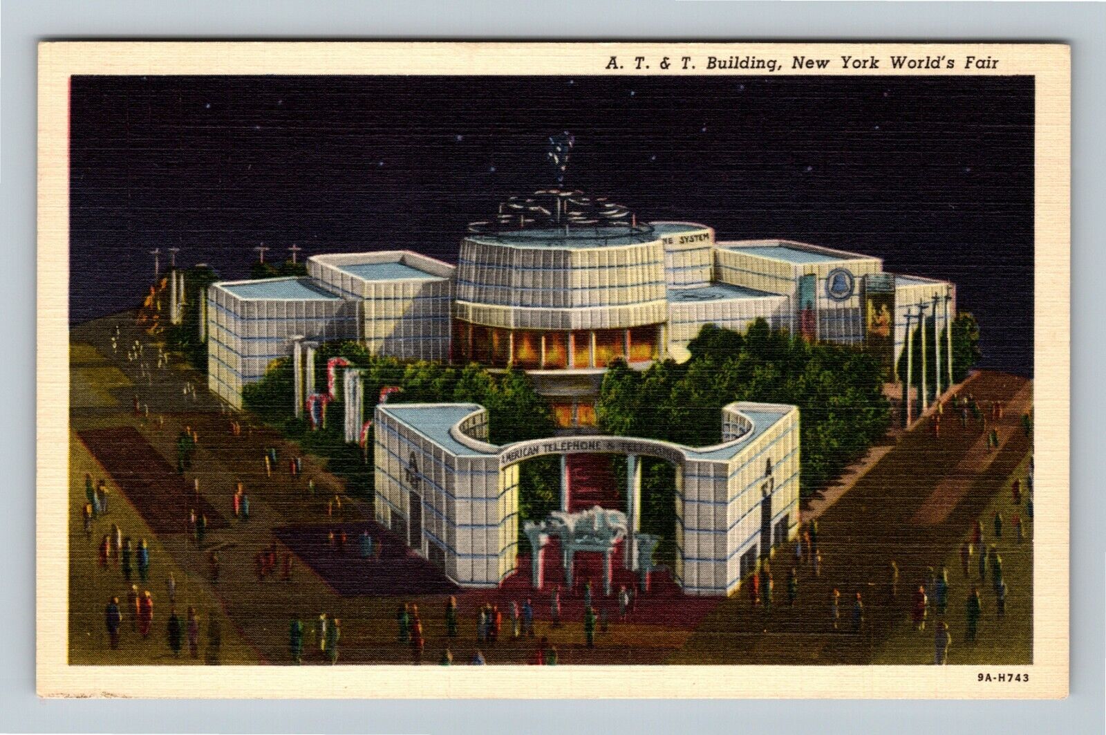 1939 New York World's Fair-American Telephone Telegraph Building Old Postcard