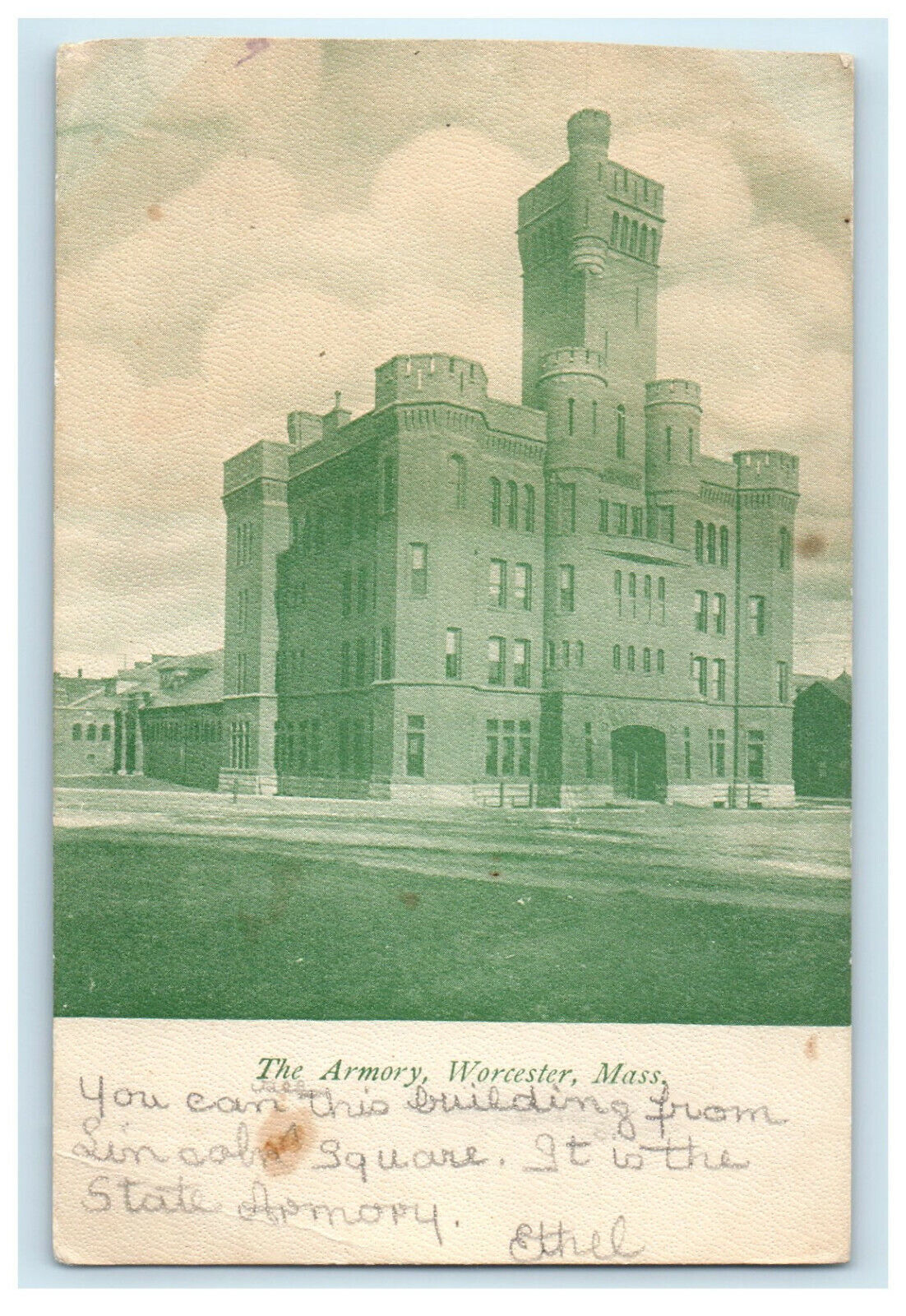 c1905s The Armory, Worcester Massachusetts MA Unposted Antique Postcard