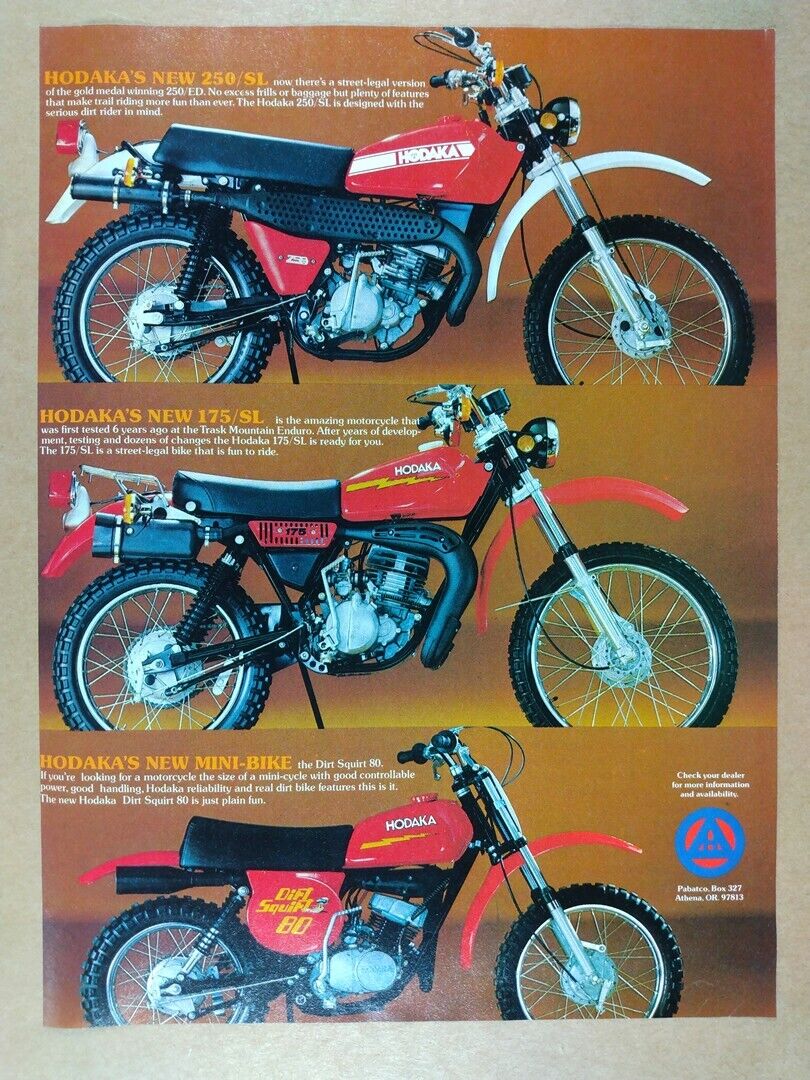 1978 Hodaka 250/SL 175/SL & Dirt Squirt 80 Motorcycles vintage print Ad