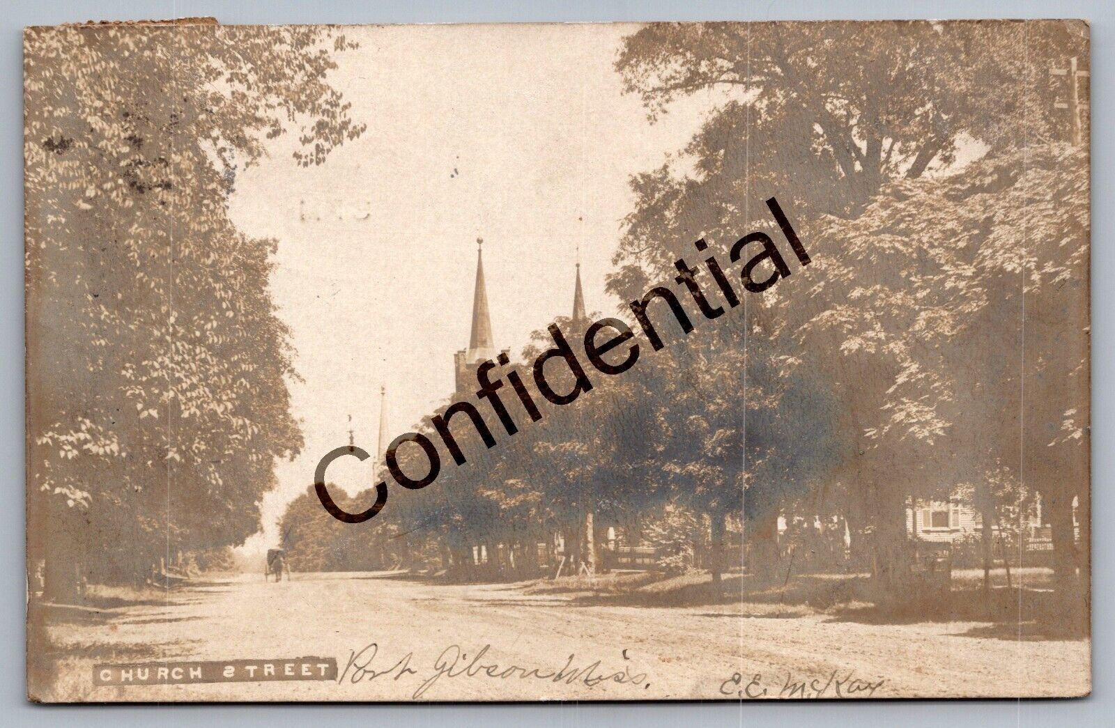 Real Photo Port Gibson MS Church Street Claiborne Cty Mississippi RP RPPC D462