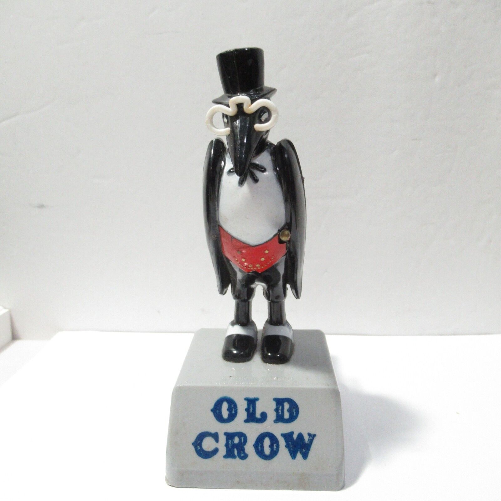 Vintage Old Crow Whiskey Advertising Statue w Eyeglasses