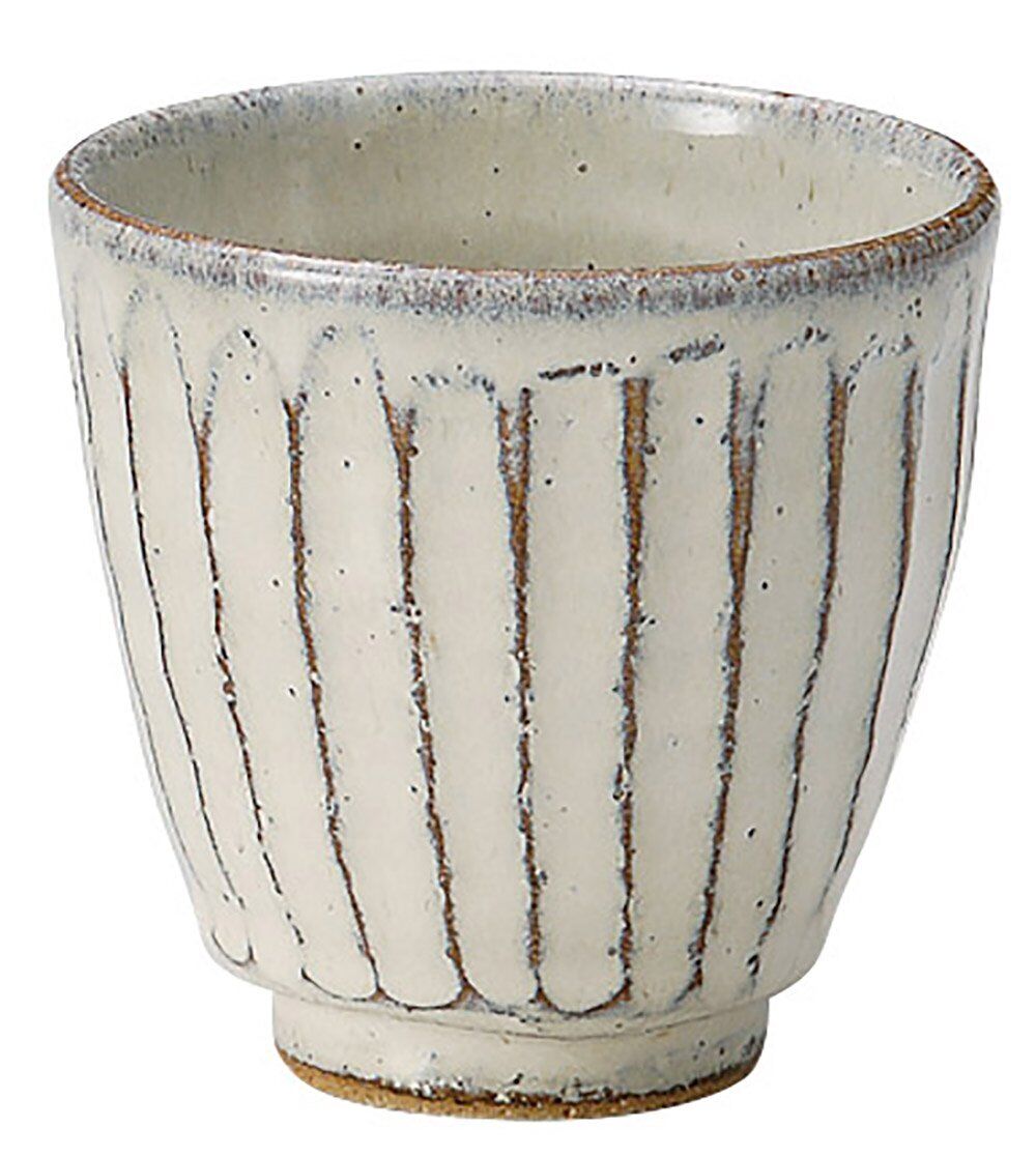 Marui Seito Shigaraki Ware Hechimon Teacup Cup White Glaze Carving Diameter Appr