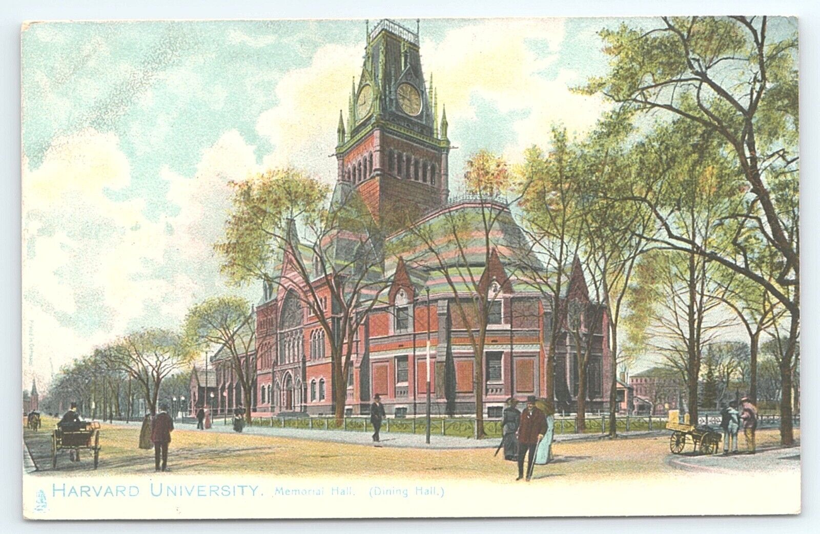 Postcard Tuck Harvard University Memorial Hall Dining Hall c1904 Massachusetts