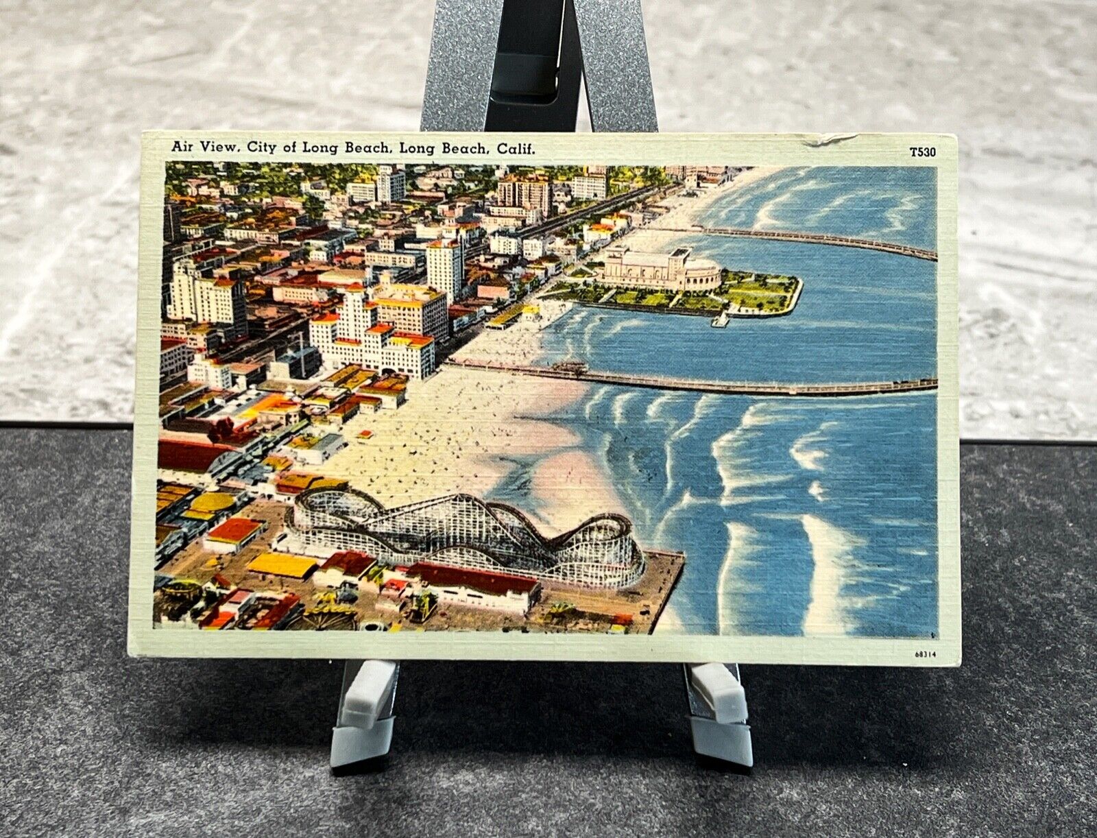 1943 Postcard Linen Air View City Of The Pike Long Beach California