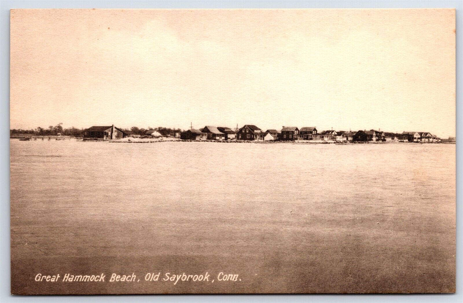 Postcard CT Old Saybrook Great Hammock Beach Homes Cottages Shoreline c1940s S32