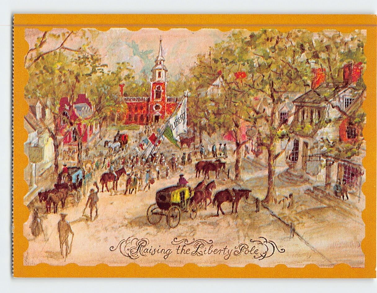 Postcard Liberty Pole Raising July 4 1776 in Town Square Art Print