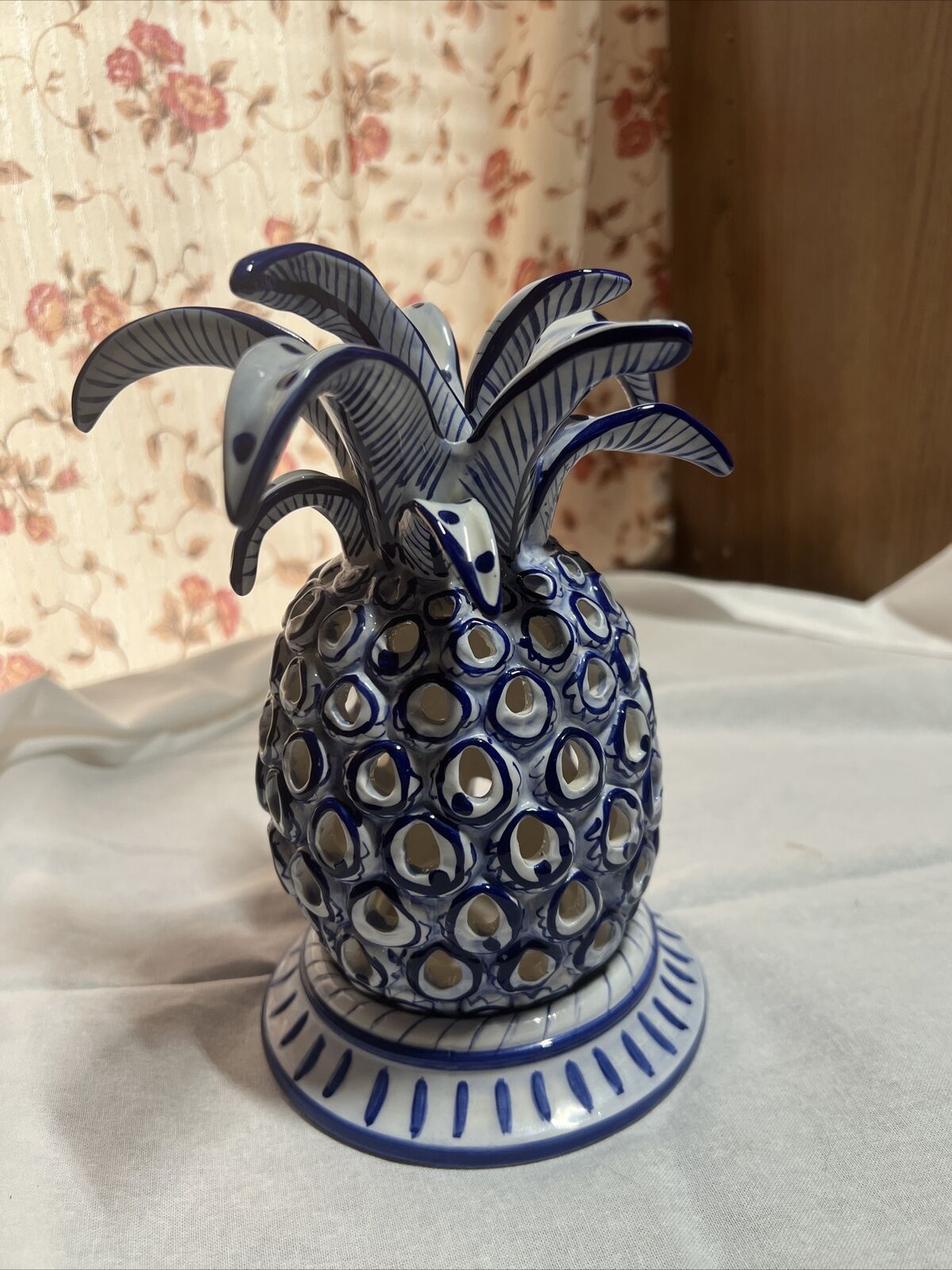 Blue Sky Ceramics Large Whimsical Pineapple Tea Light - 8 Inches tall