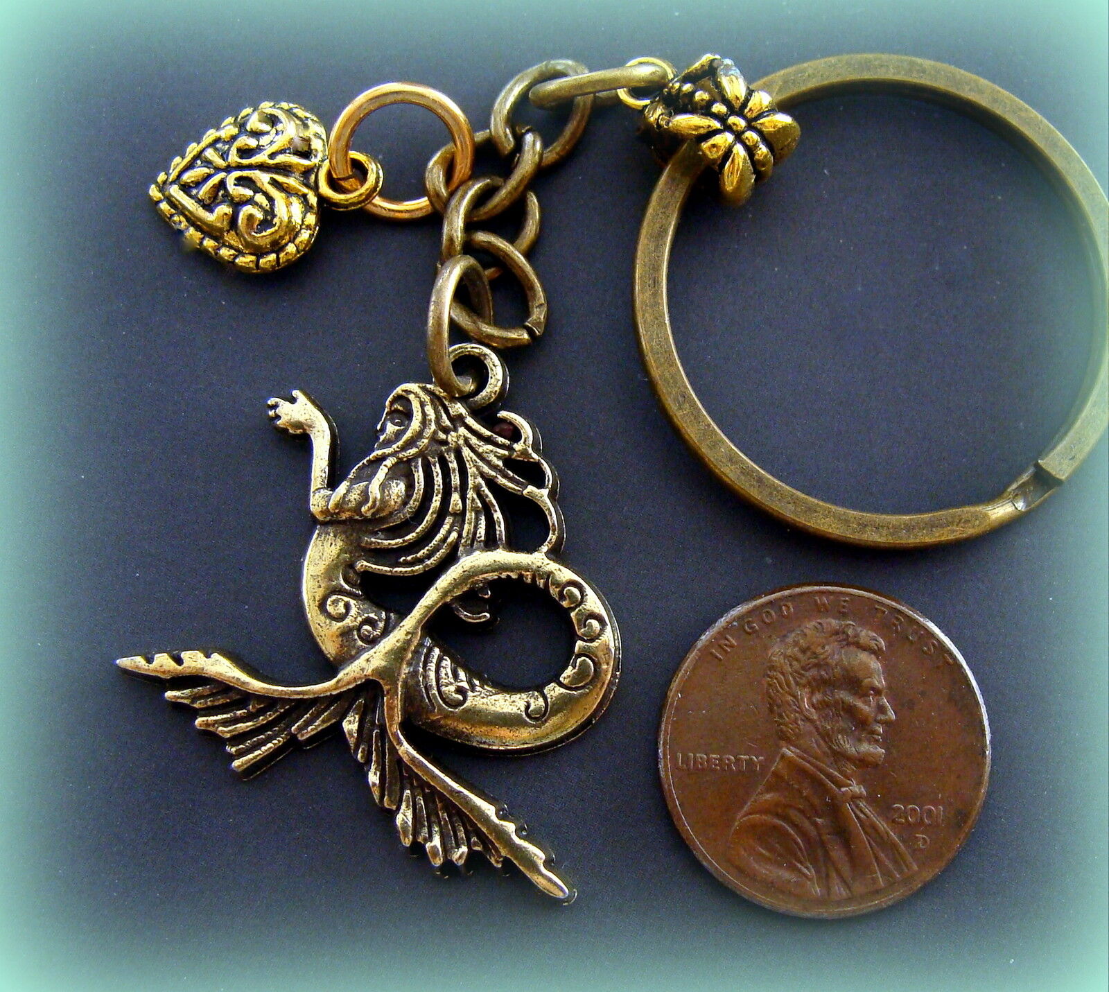 MERMAID Nude Sea Nymph Jewelry ANTIQUE Art Nouveau Victorian Style Keychain 