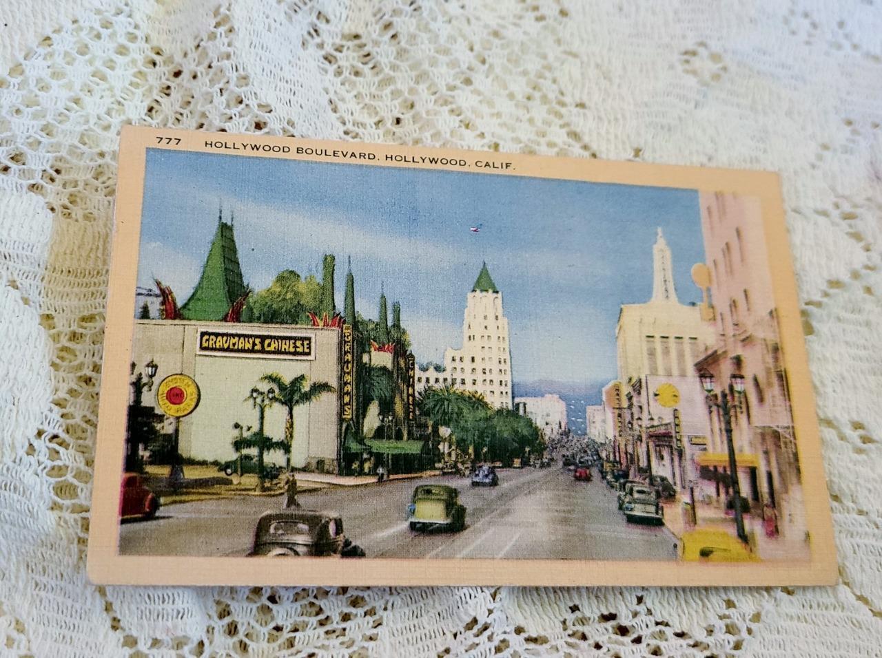 1942 Hollywood Boulevard Linen Postcard WWII from Pvt Melvin Watters Signal Reg