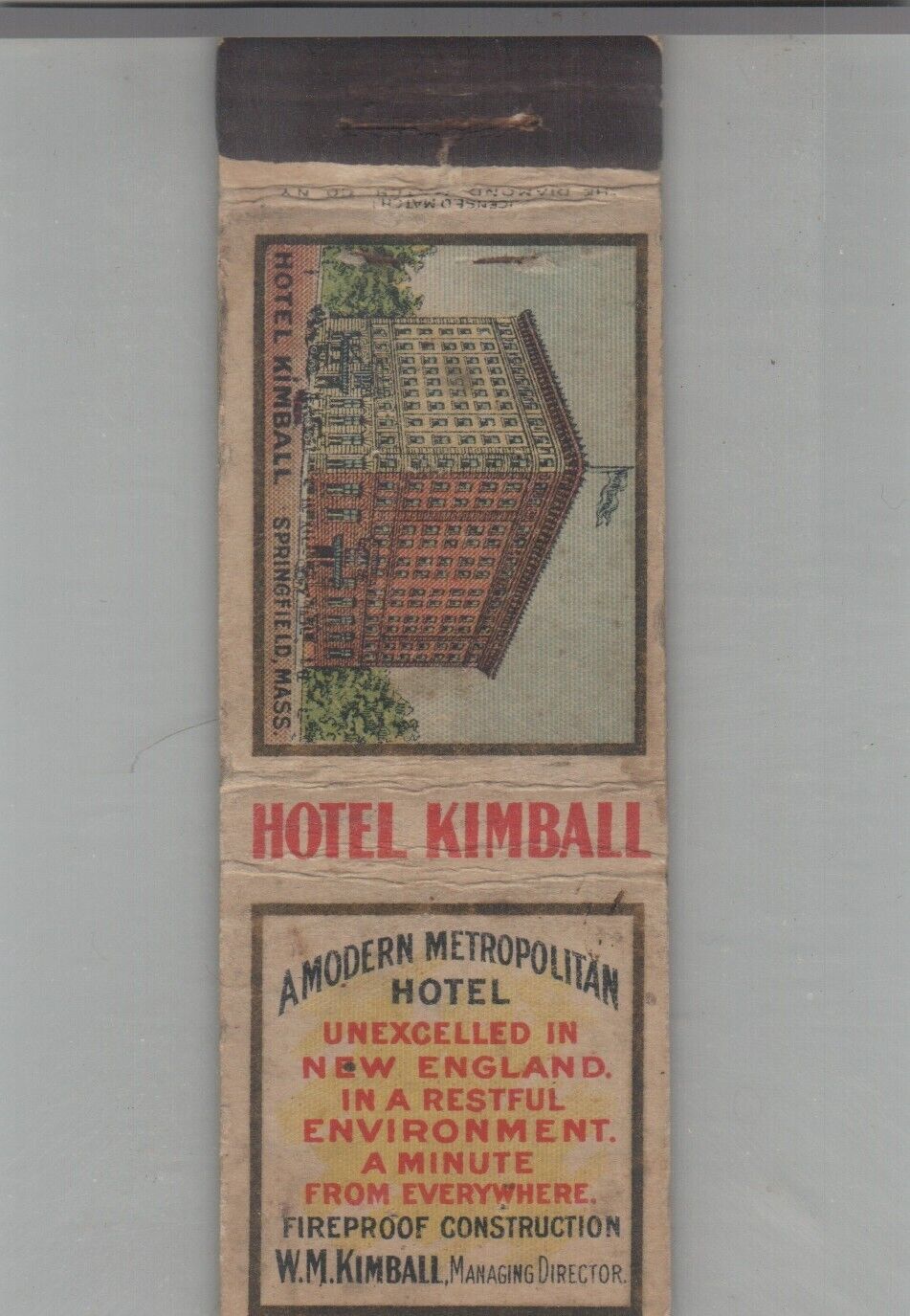 Matchbook Cover Hotel Kimball Springfield, OH