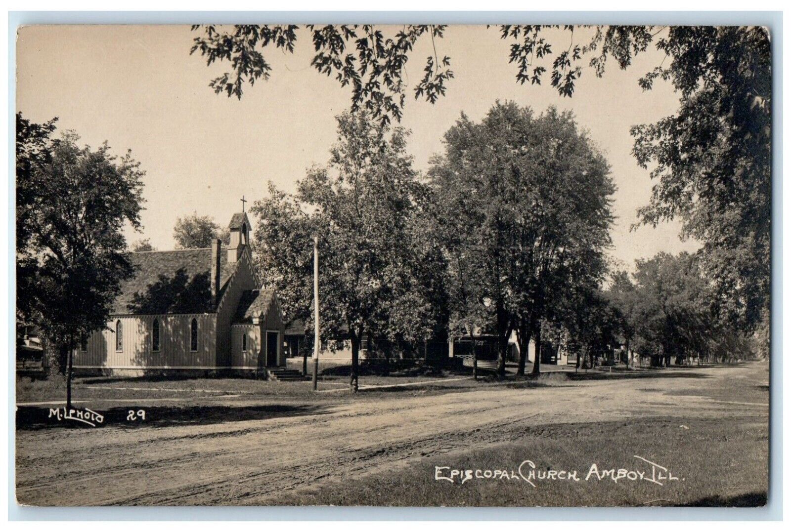 c1910\'s Episcopal Church Dirt Road Amboy Illinois IL RPPC Photo Antique Postcard