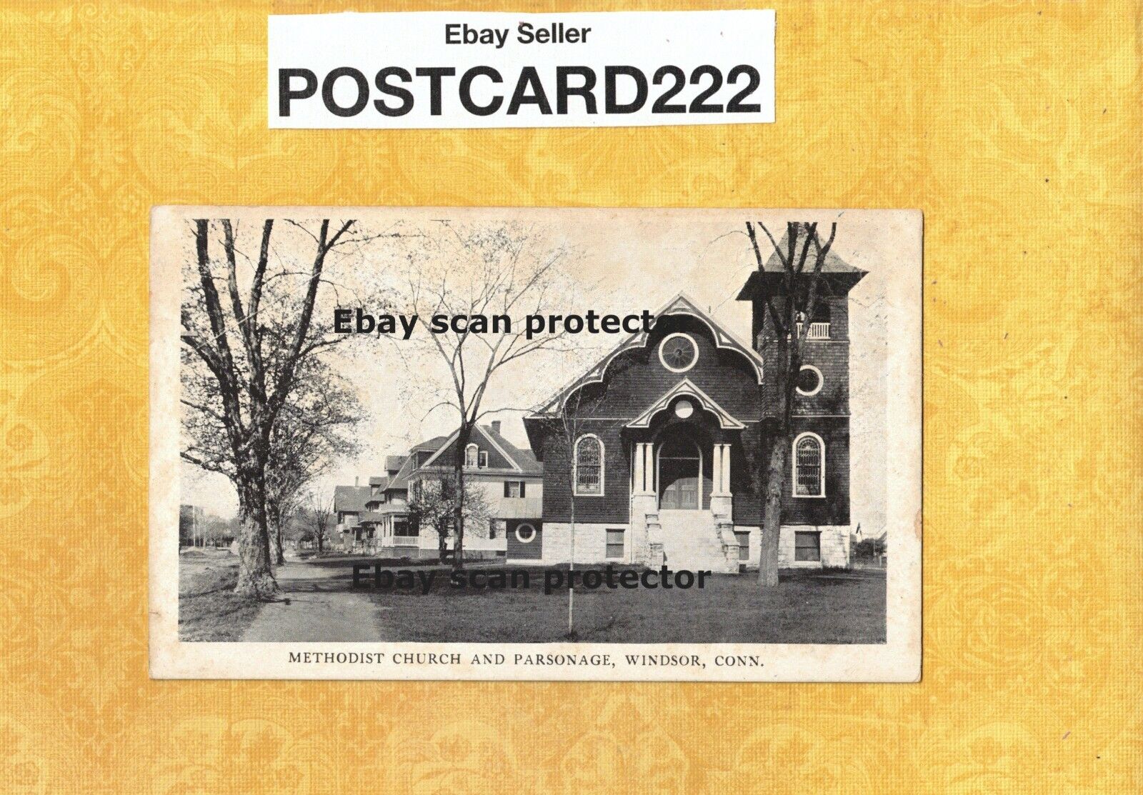 CT Windsor 1901-19 udb antique postcard METHODIST CHURCH & HOUSES Connecticut
