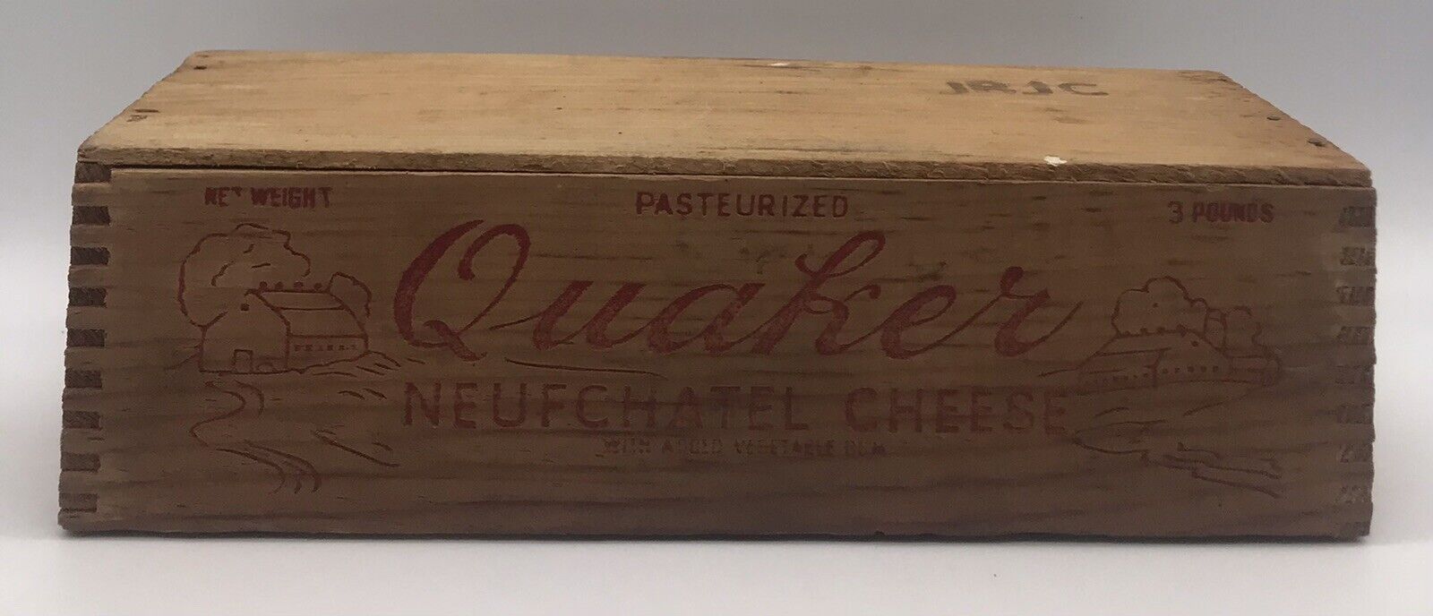 Vintage Quaker | Neufchatel Cheese Box | 3 lb | Rustic | Wooden | Empty