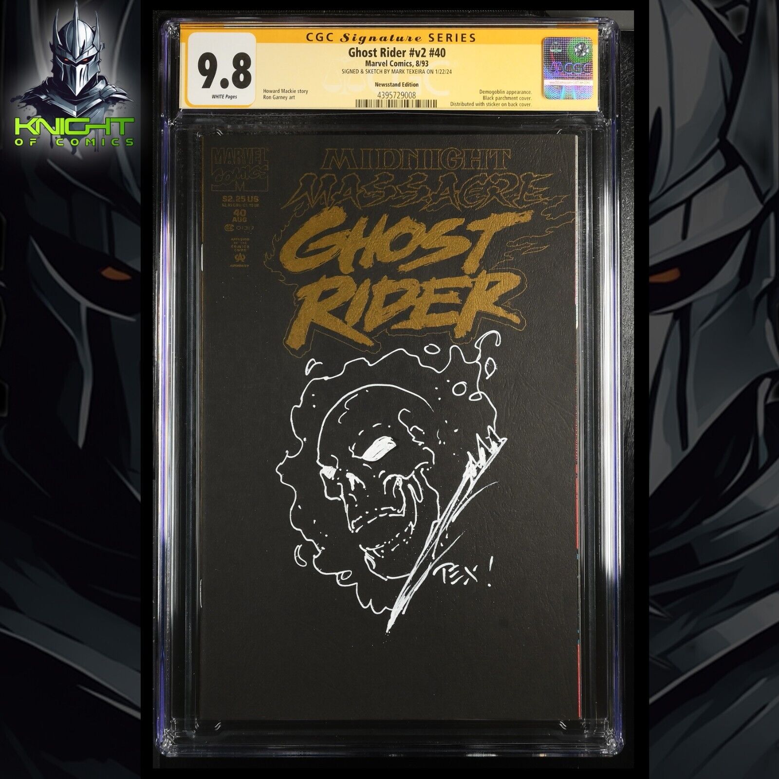 GHOST RIDER v2 #40 - RON GARNEY ART SIGNED & SKETCH BY MARK TEXEIRA CGC 9.8