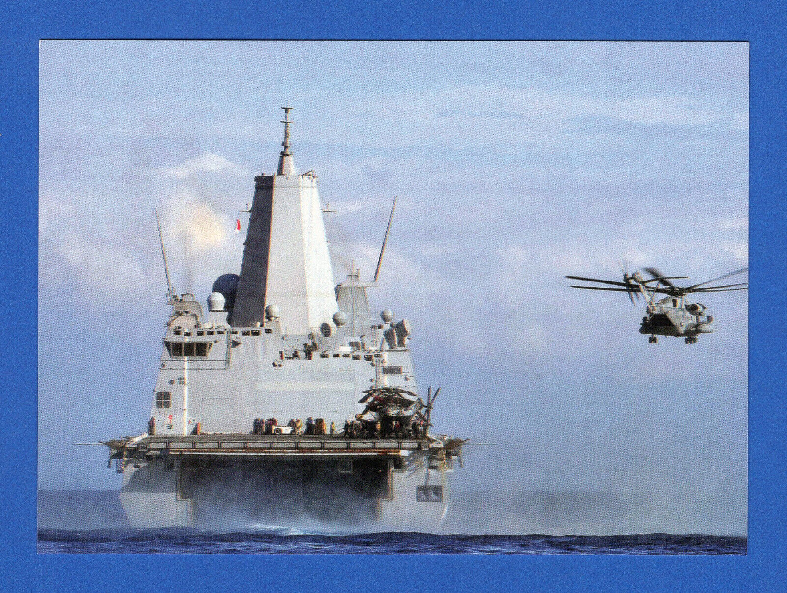 USS Mesa Verde LPD-19 with Sea Stallion Helicopter Oct 24, 2011 4 x 6 Postcard
