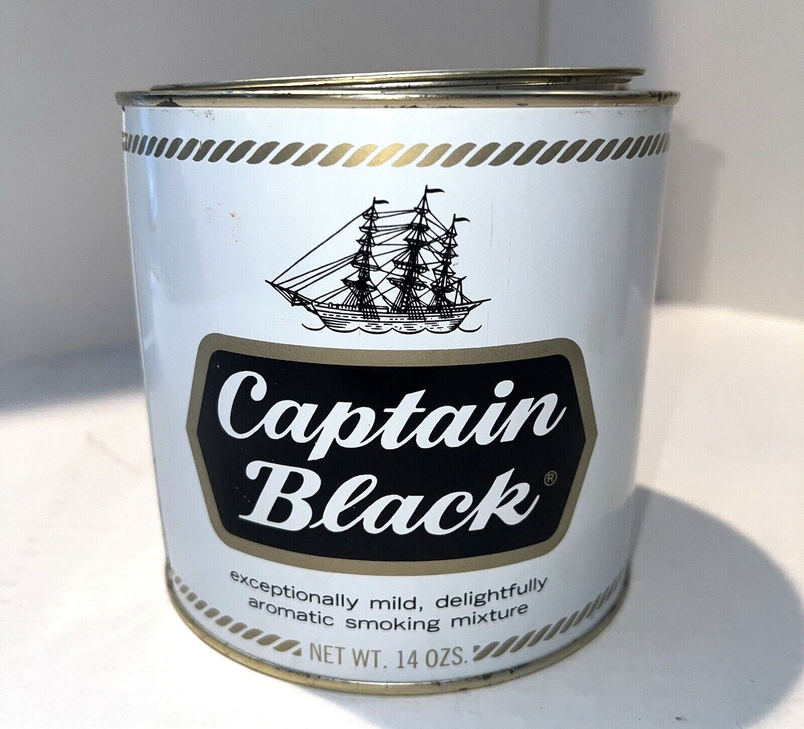 Captain Black Pipe Tobacco Metal Tin with Lid - White Can
