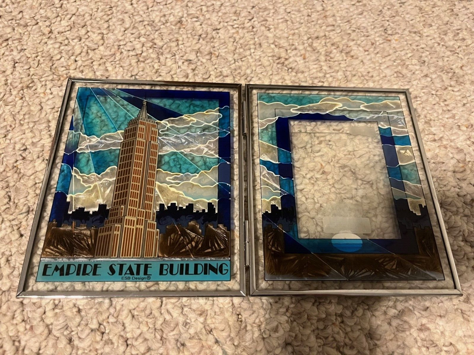 Vintage Hand Painted Glass - Empire State Building Picture Frame
